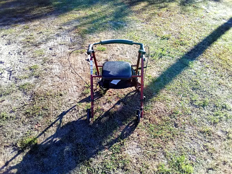 This four-wheel walker for seniors provides stable support, comfort, and mobility for everyday use. It features hand brakes, padded seat, and easy-roll wheels, making it ideal for rest breaks and safe movement indoors or outdoors. Lightweight, foldable, and gently used. $30