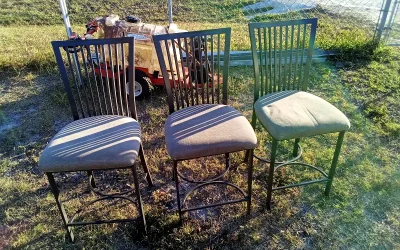 Modern Metal Chairs with Padded Seats – Item #403 – $20 Each